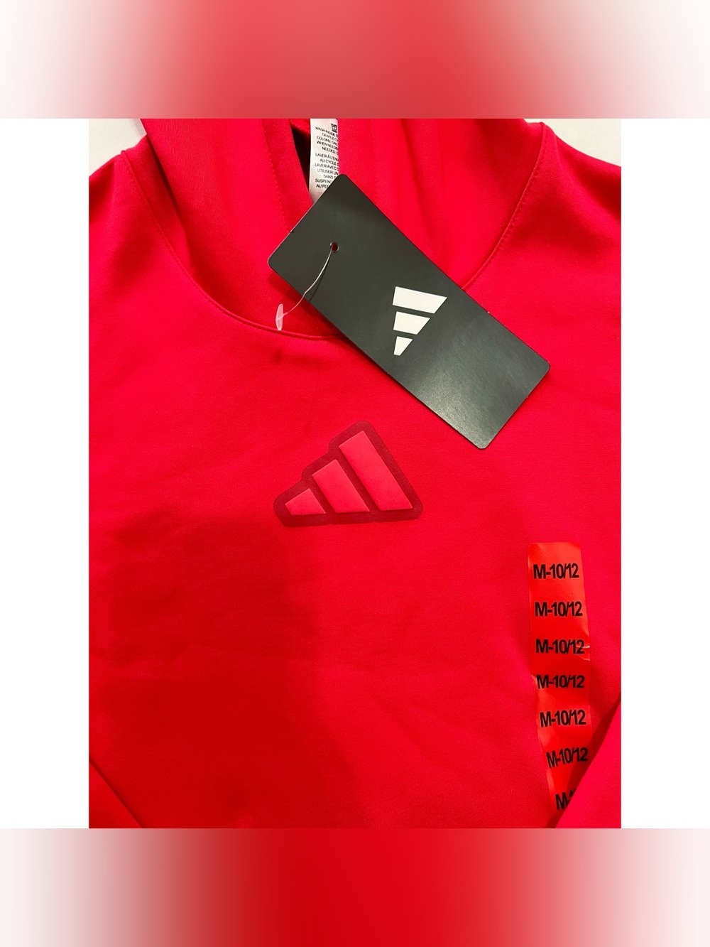 Adidas youth medium 10/12 red pullover hoodie sweatshirt new with tags - Picture 6 of 9